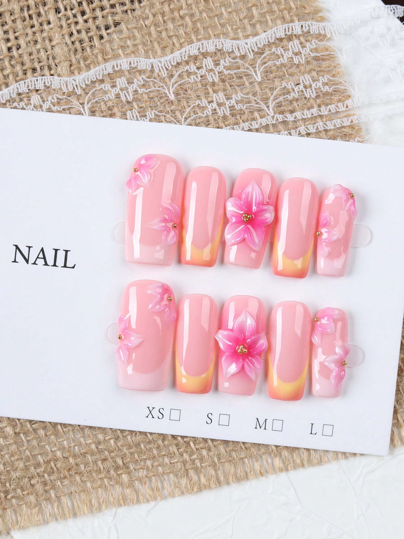 Pressed Flower Art - 10 Pieces of Medium-Length Rectangular Nude