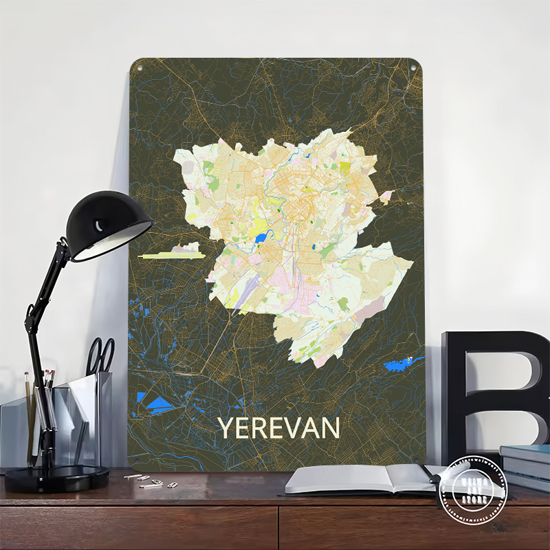 Yerevan City Map Tinplate Post - Custom Map Poster 评论和价格
