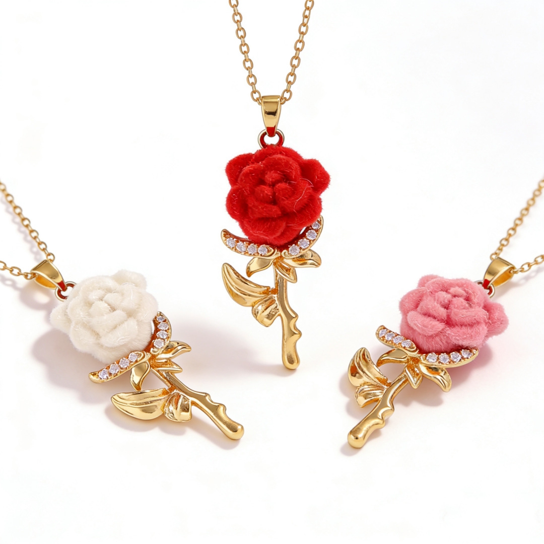Women's Rose Necklace with Fre - Birth Flower Necklace 评论和价格
