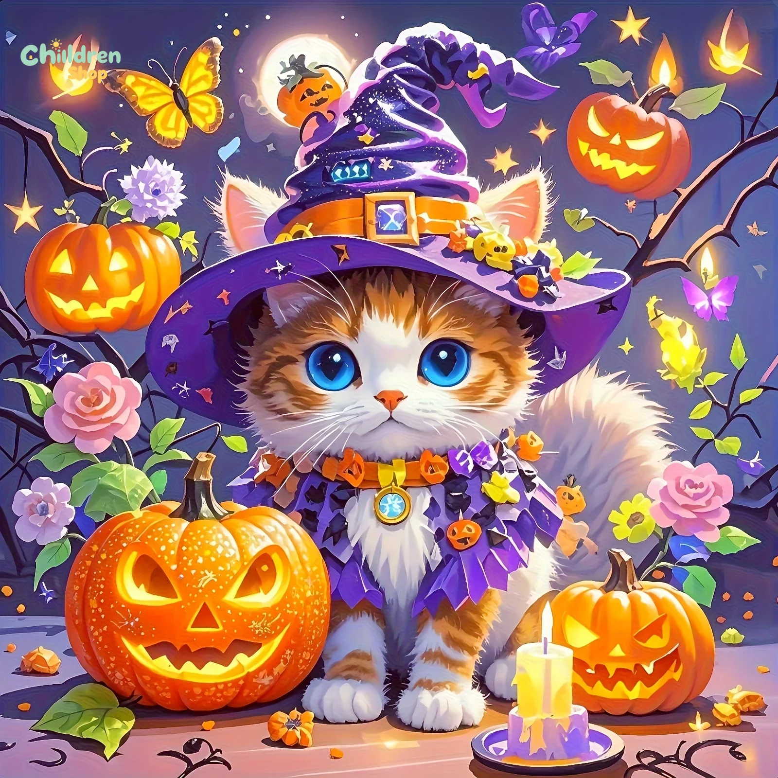 Halloween Wizard Cat Diamond P - Photo Mosaic Print 评论和价格