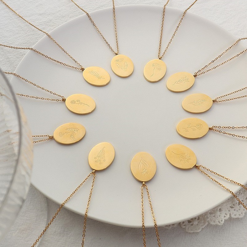 Ins New Stainless Steel Double - Birth Flower Necklace 评论和价格