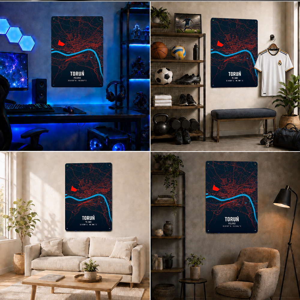 Torun City Map Textured Metal  - Custom Map Poster 评论和价格